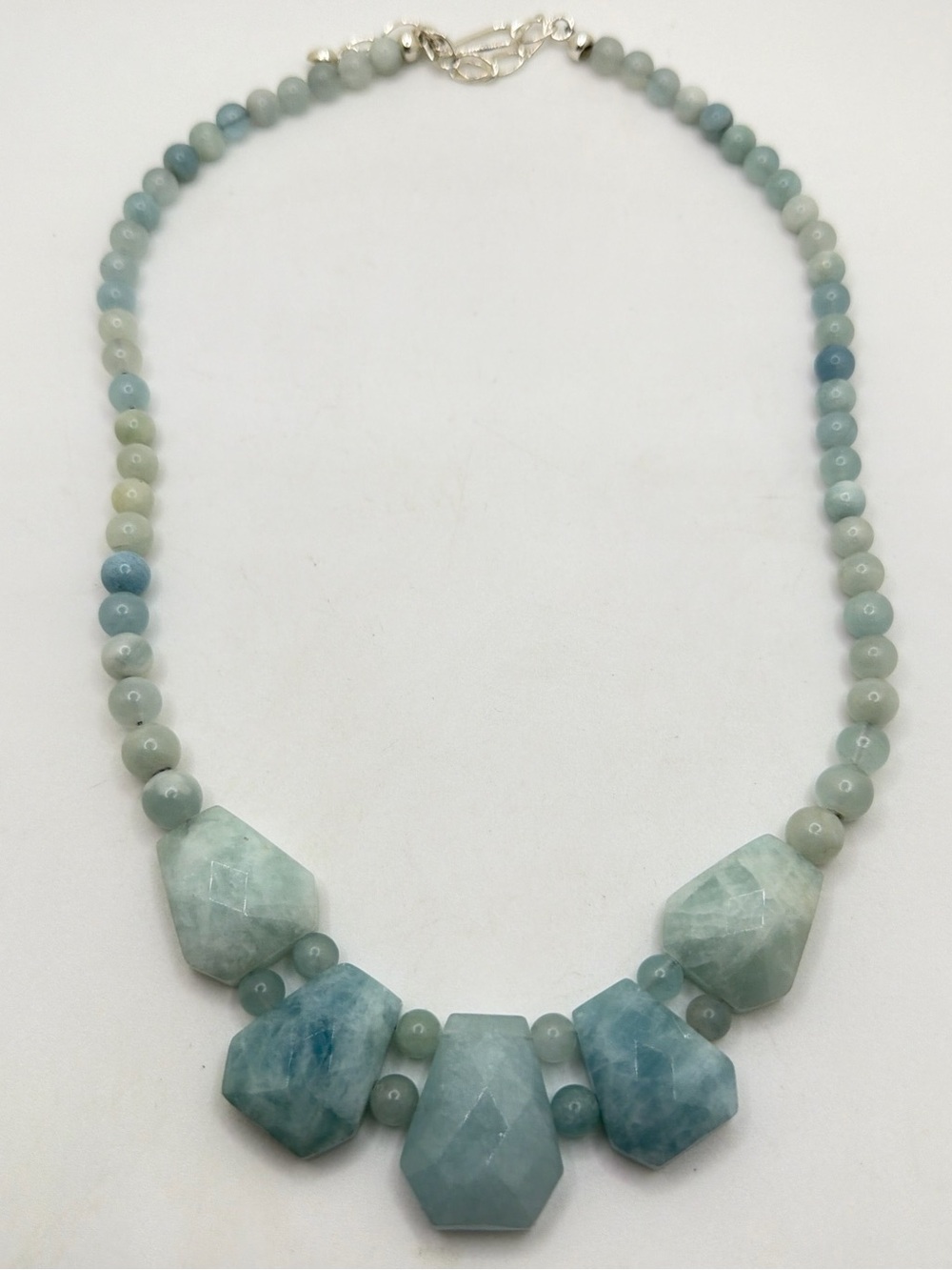 up to 20" DTR Jay King Faceted Aquamarine statement necklace w/ 925 hardware!